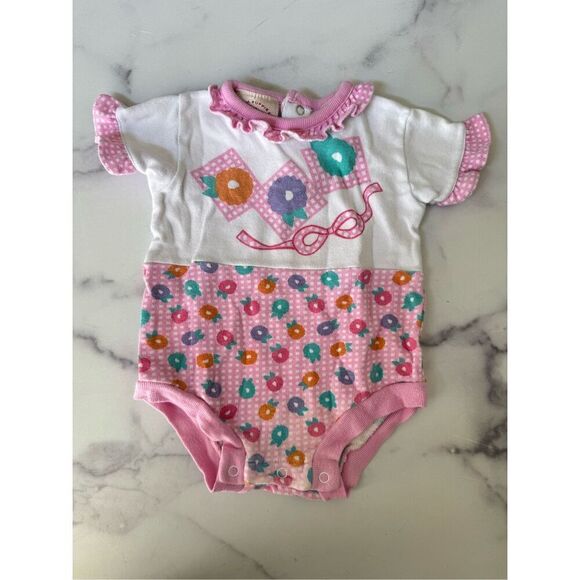 Hush puppies Baby girl 80s 90s retro vintage 3-6 month floral ruffle - Picture 1 of 5